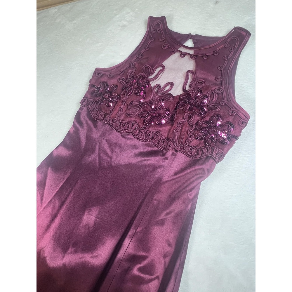 Scott McClintock Dress Womens 10 Purple Satin Mermaid Sequin Keyhole Gown